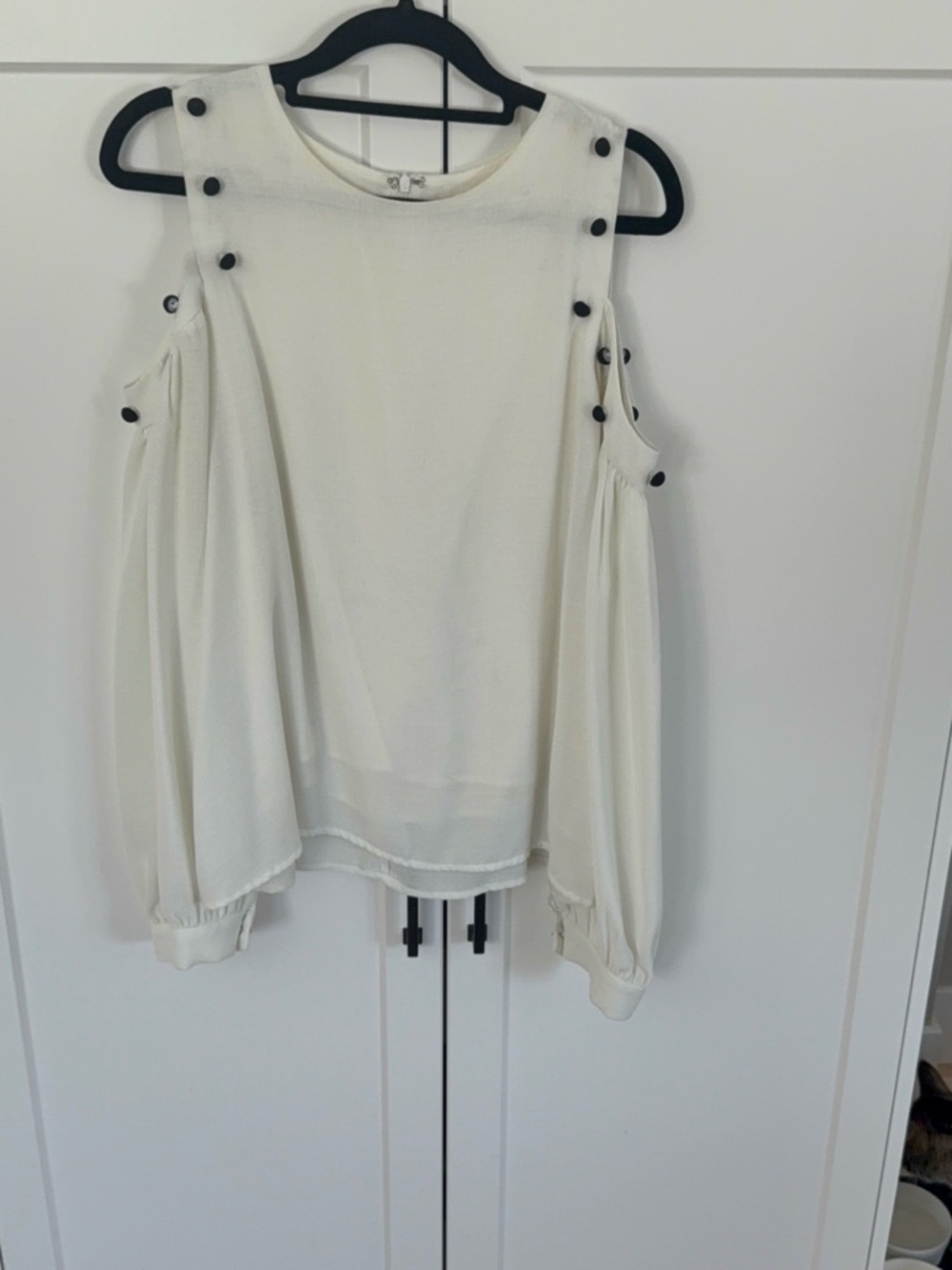 Cream Cold Shoulder Blouse with Button Detail | Size Large